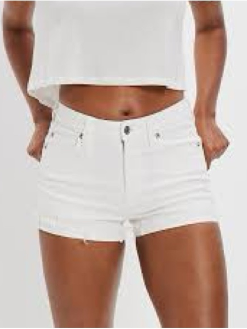 NWT- AE Ne(x)t Level High V-Rise Denim Short Short in White